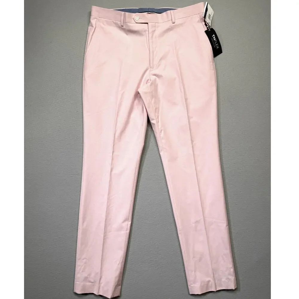 Tommy Hilfiger Men's Modern-Fit TH Flex Stretch Suit Pants Lt Pink 36x34 $135.00
